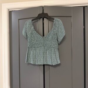 Hollister green Floral Blouse